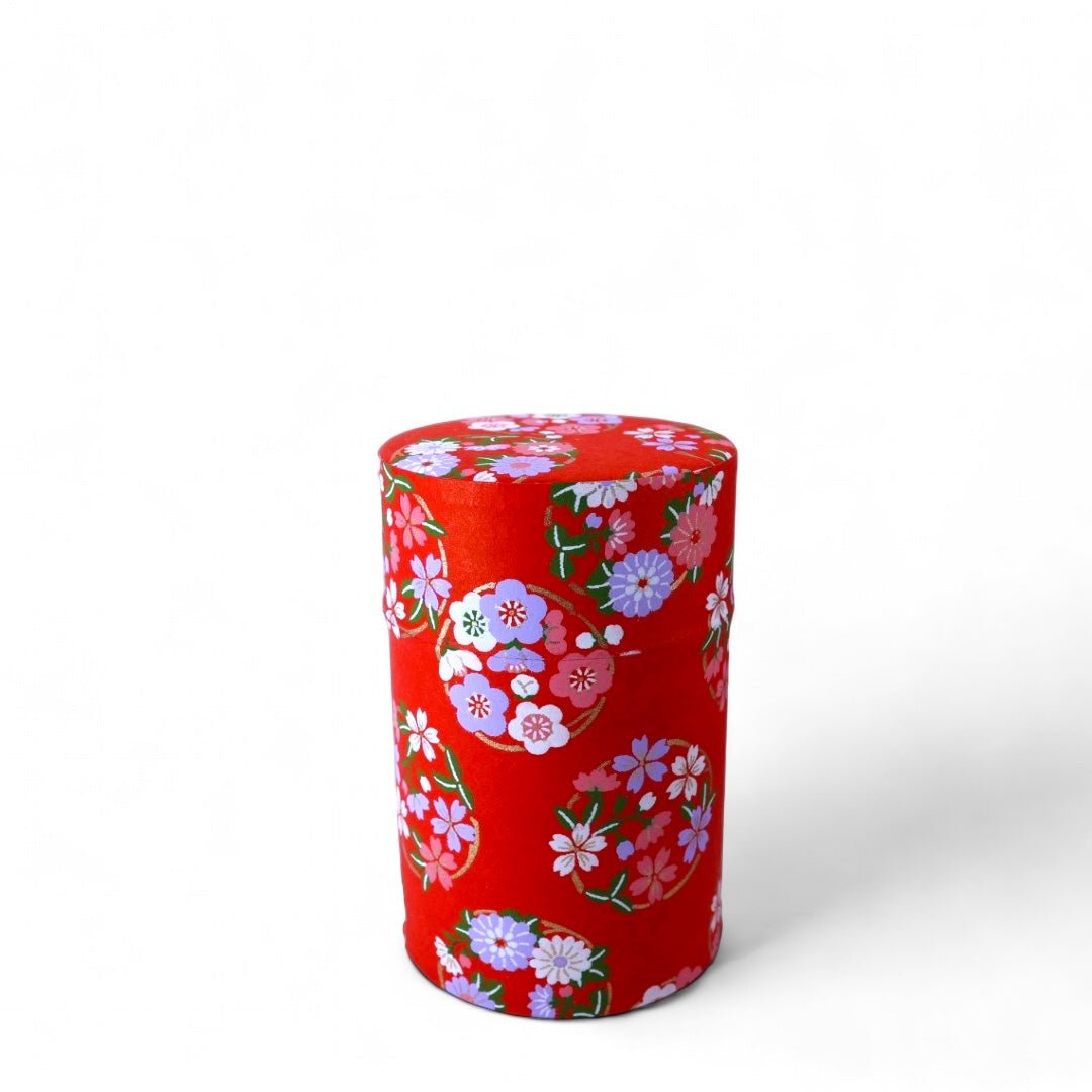 Japanese Chazutsu - Washi Tin Tea Canister Iwai - Tea and Whisk