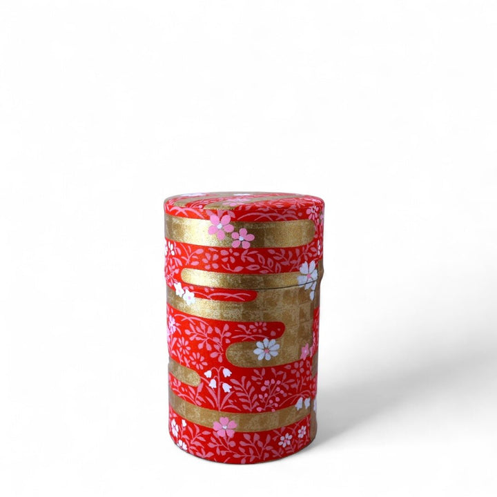 Japanese Chazutsu - Washi Tin Tea Canister Iwai - Tea and Whisk