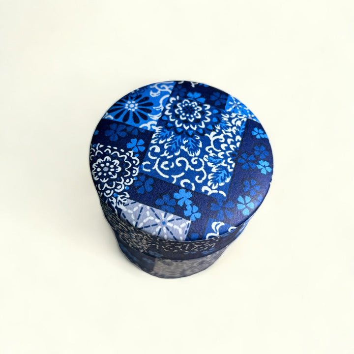 Japanese Chazutsu - Washi Tin Tea Canister Kimono - Tea and Whisk