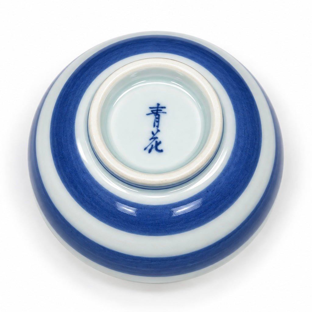 Japanese Handcrafted Arita-yaki Qinghua Porcelain Teacup - Tea and Whisk