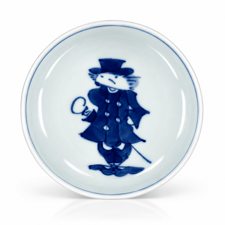 Japanese Handcrafted Arita-yaki Qinghua Porcelain Teacup - Tea and Whisk