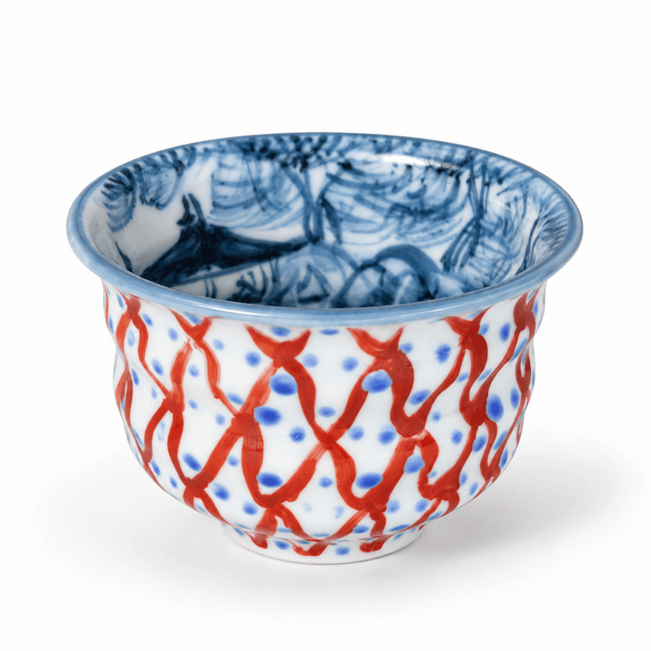 Japanese Handcrafted Aritayaki Sometsuke Porcelain Teacup - Tea and Whisk