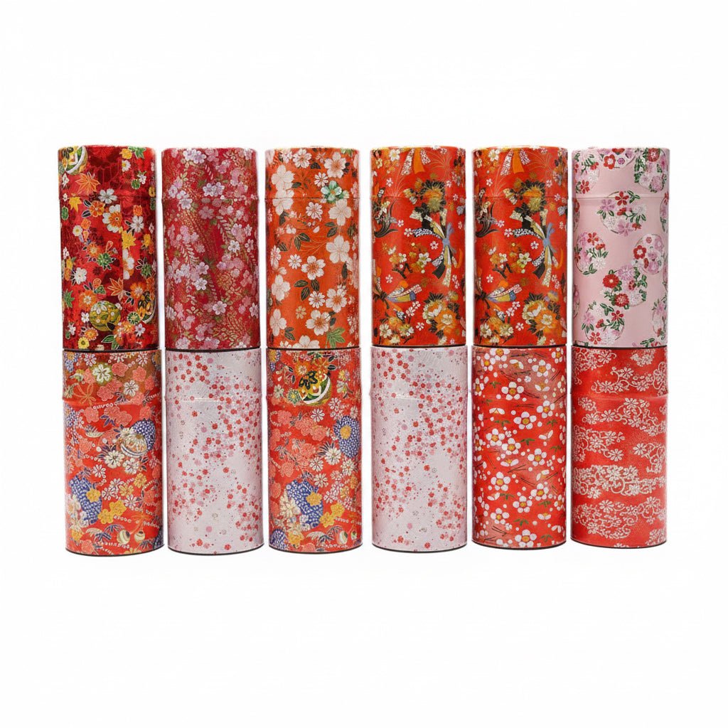 Japanese Handcrafted Chazutsu - Washi Tin Tea Canister (Mystery Pattern) - Tea and Whisk