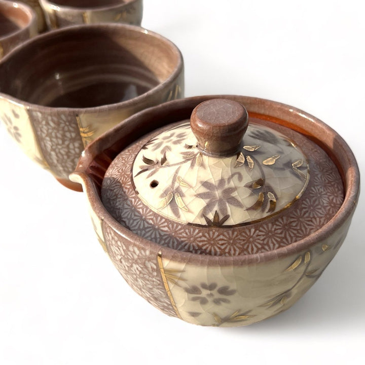 Japanese Handmade Kyoyaki Houbin Set - Hana Yuki - Tea and Whisk