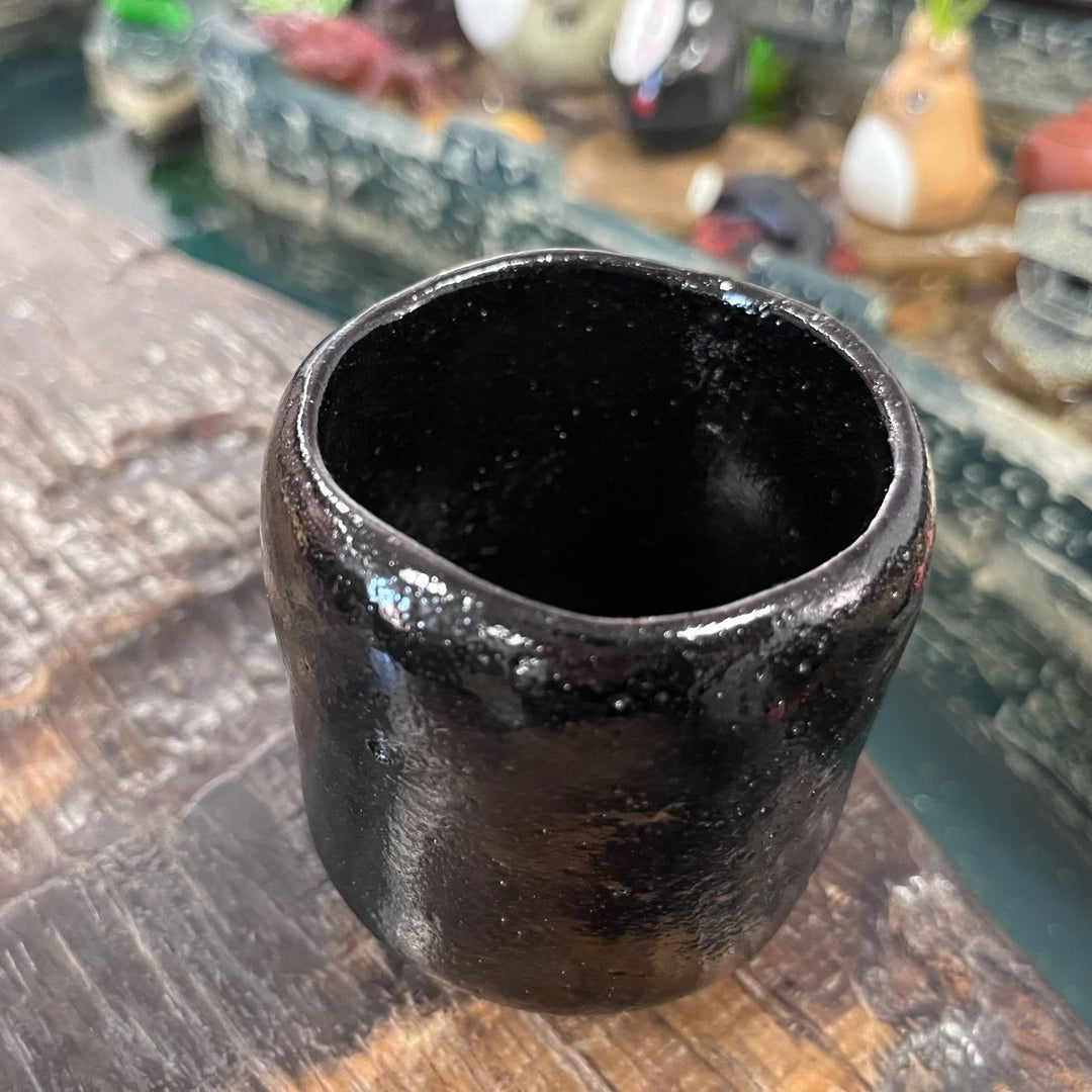 Japanese Handmade Kyoyaki Raku Teacup - Kuro Usagi - Tea and Whisk