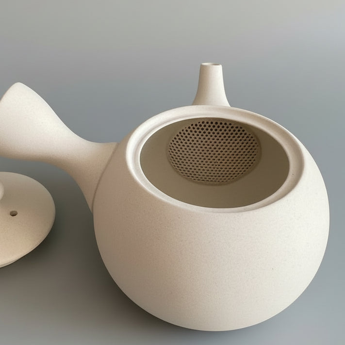 Japanese Kyusu Tokoname Beige Teapot - Tea and Whisk