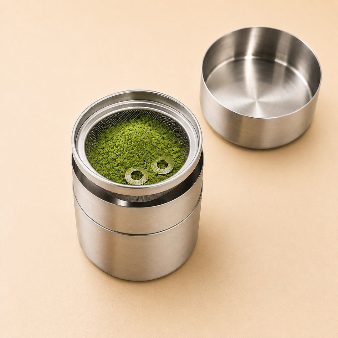Japanese Matcha Sifter & Storage 2 in 1 Canister - Tea and Whisk