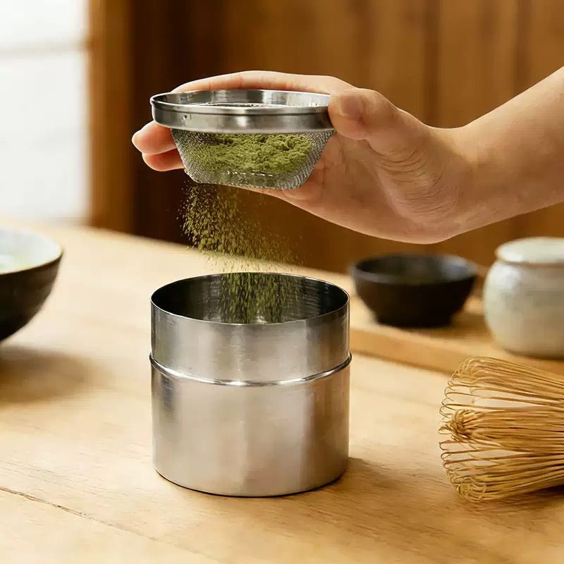 Japanese Matcha Sifter & Storage 2 in 1 Canister - Tea and Whisk