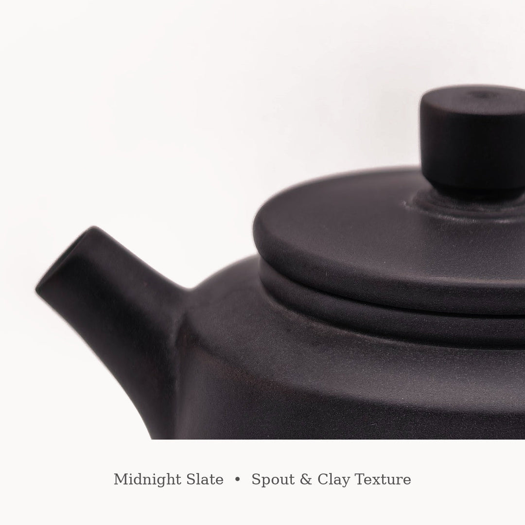 Midnight Slate #12, cleaned spout and clay texture detail, with subtitle