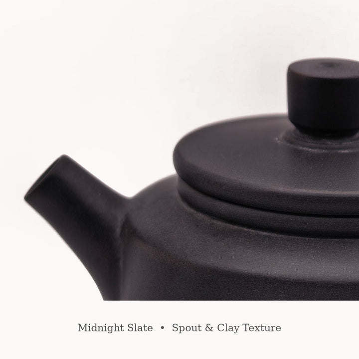 Midnight Slate #12, cleaned spout and clay texture detail, with subtitle