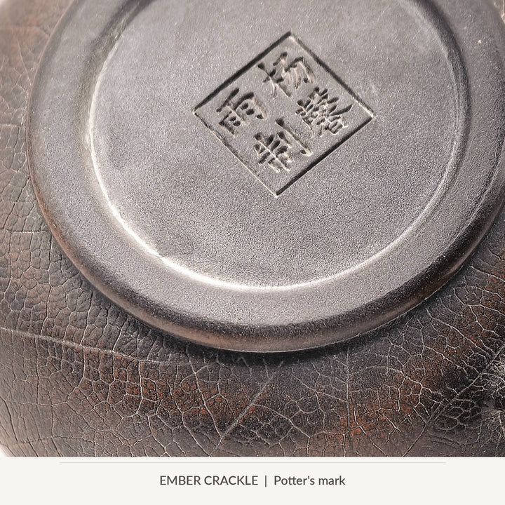 Ember Crackle, underside potter seal and natural crackle surface