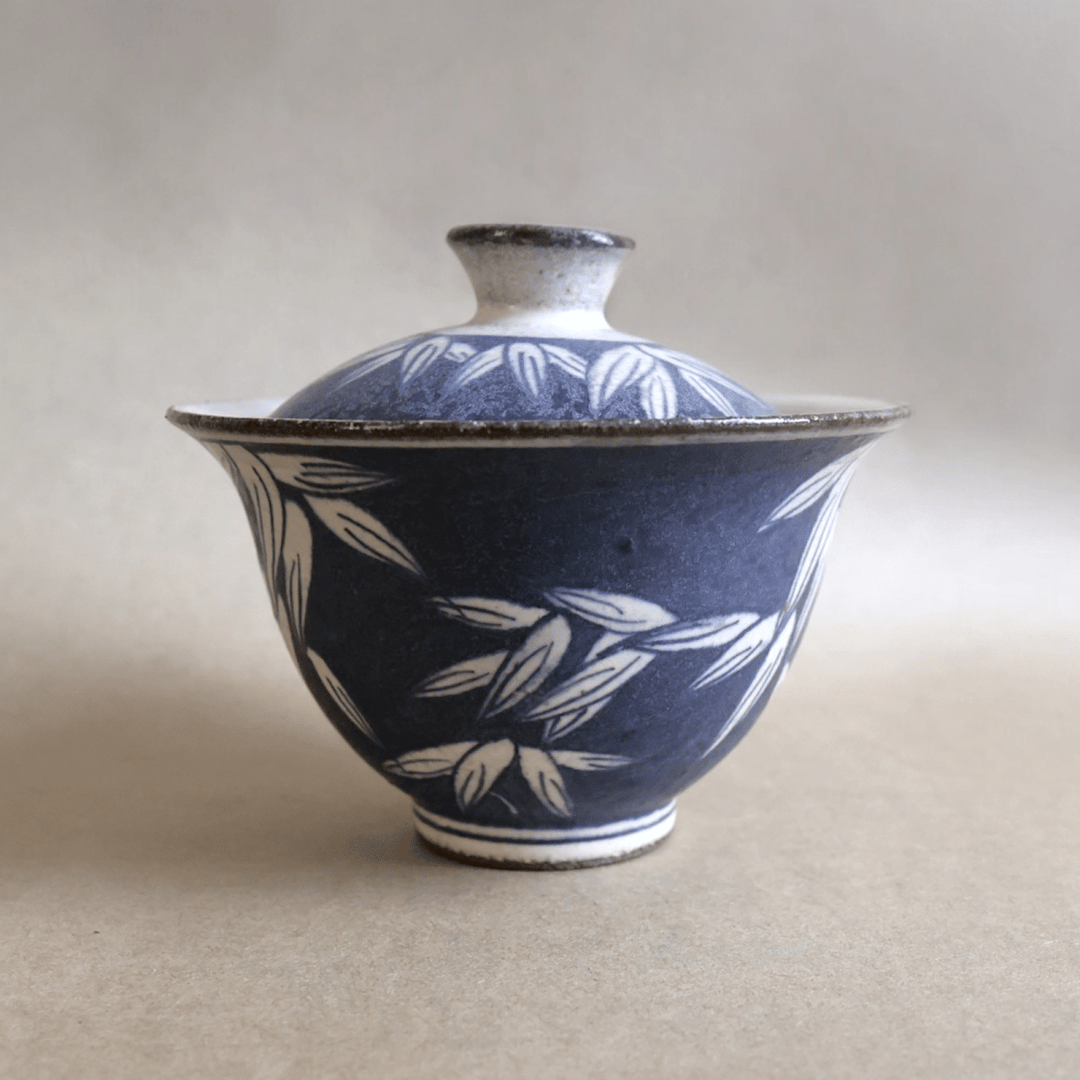 Jingdezhen "Bamboo Forest" Qinghua Gaiwan and Teacups - Tea and Whisk