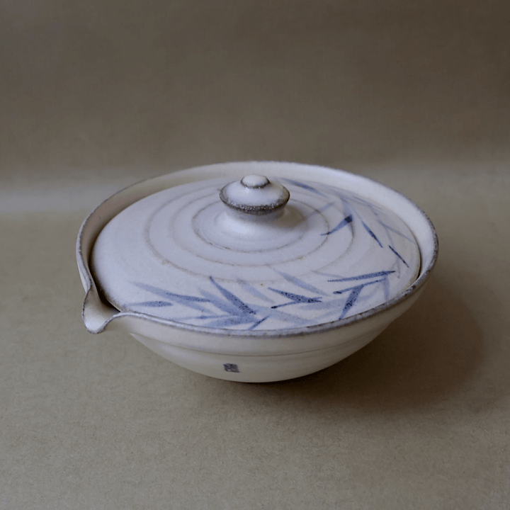 Jingdezhen "Bamboo Pavillion" Stoneware Spouted Gaiwan - Tea and Whisk