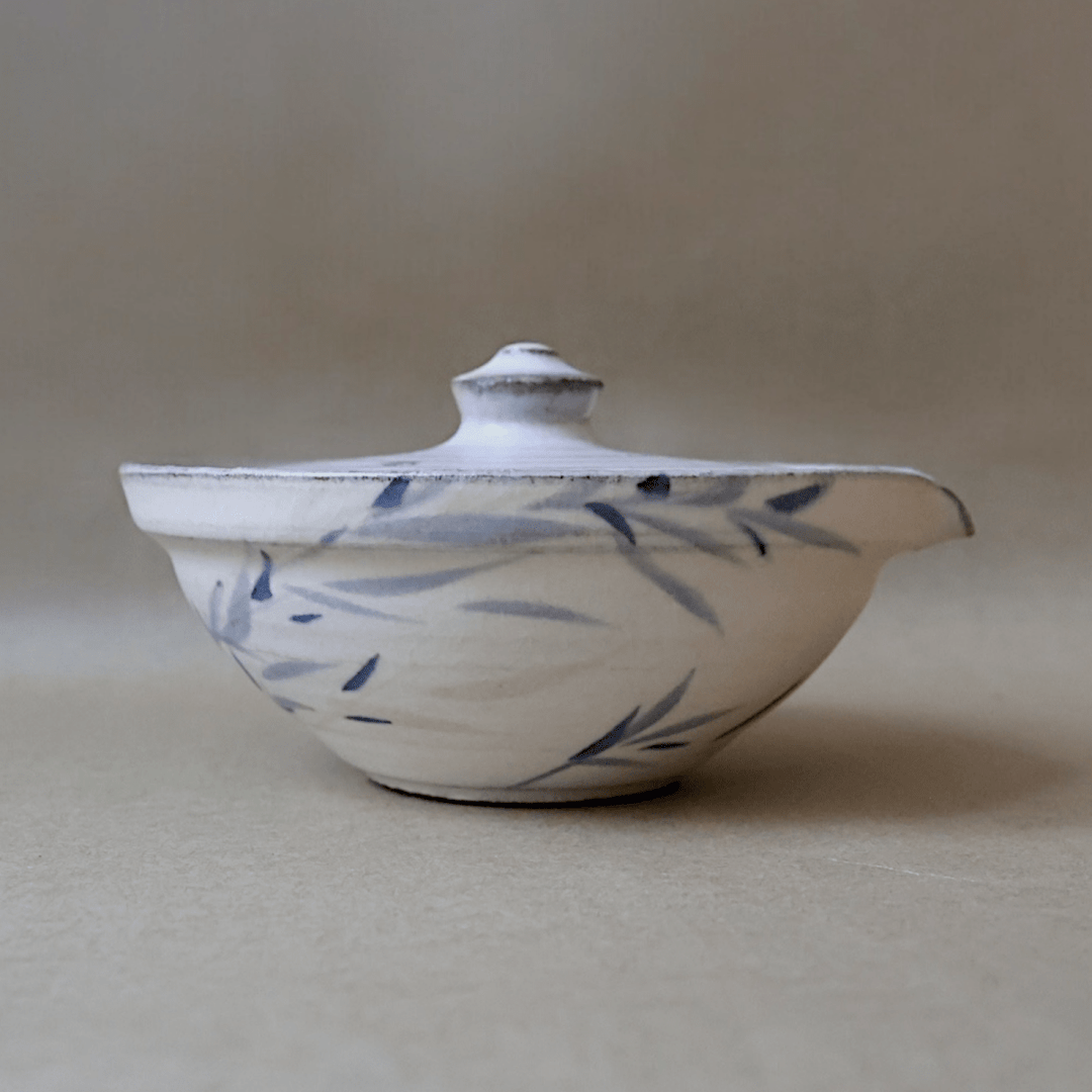 Jingdezhen "Bamboo Pavillion" Stoneware Spouted Gaiwan - Tea and Whisk
