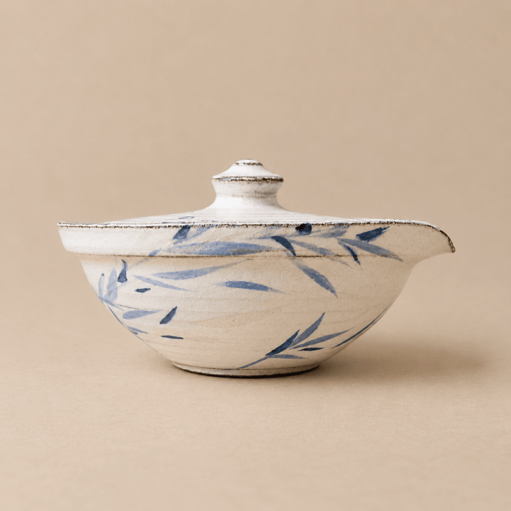Jingdezhen "Bamboo Pavillion" Stoneware Spouted Gaiwan - Tea and Whisk