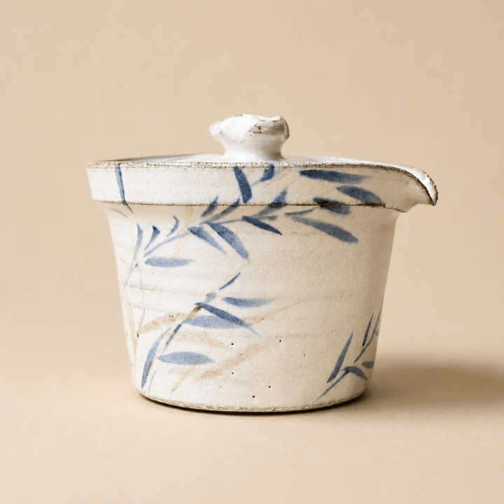 Jingdezhen "Bamboo Pavillion" Stoneware Spouted Gaiwan - Tea and Whisk