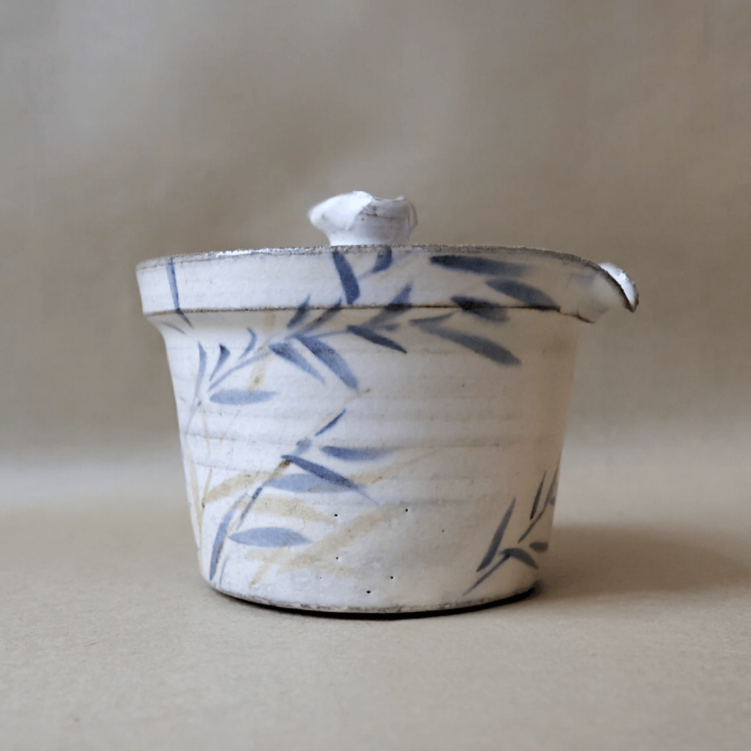 Jingdezhen "Bamboo Pavillion" Stoneware Spouted Gaiwan - Tea and Whisk