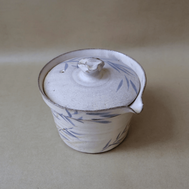 Jingdezhen "Bamboo Pavillion" Stoneware Spouted Gaiwan - Tea and Whisk
