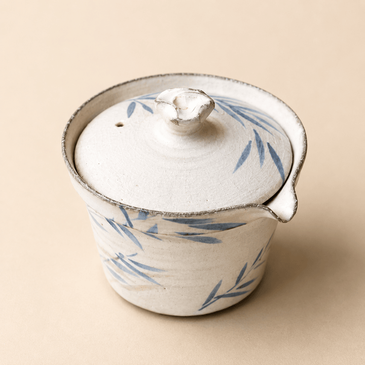 Jingdezhen "Bamboo Pavillion" Stoneware Spouted Gaiwan - Tea and Whisk