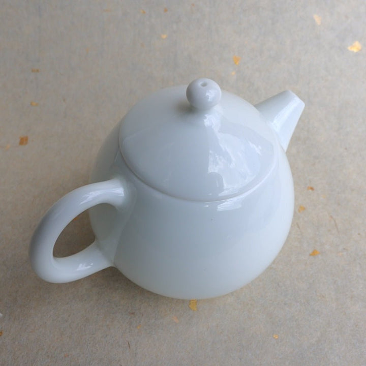 Jingdezhen “Dragon Egg” Pure White Jade Porcelain Gongfu Teapot - Tea and Whisk
