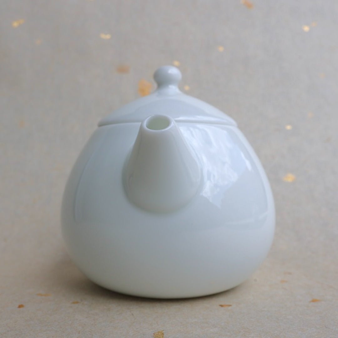 Jingdezhen “Dragon Egg” Pure White Jade Porcelain Gongfu Teapot - Tea and Whisk