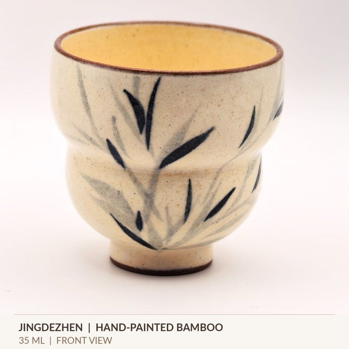 Jingdezhen Hand-Painted Bamboo Gongfu Teacup – 35 ml - Tea and Whisk
