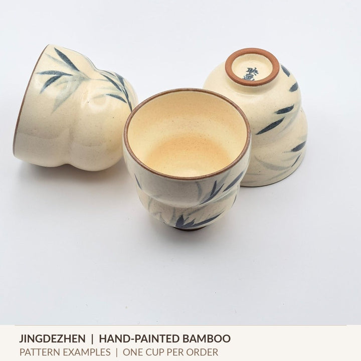 Jingdezhen Hand-Painted Bamboo Gongfu Teacup – 35 ml - Tea and Whisk