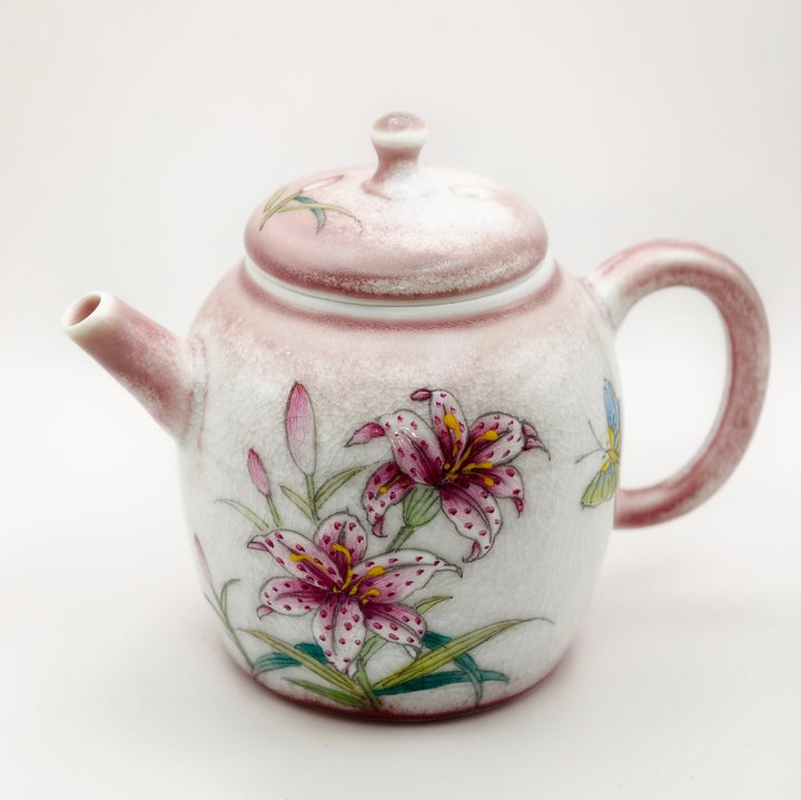 Jingdezhen Hand-Painted "Blushing Lily" Teapot 130ml - Tea and Whisk