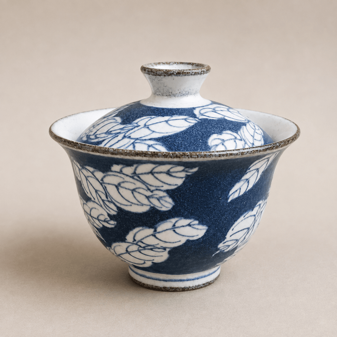 Jingdezhen Hand-Painted "Cerulean Tales" Qinghua Gaiwan - Tea and Whisk