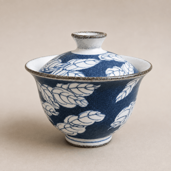 Jingdezhen Hand-Painted "Cerulean Tales" Qinghua Gaiwan - Tea and Whisk