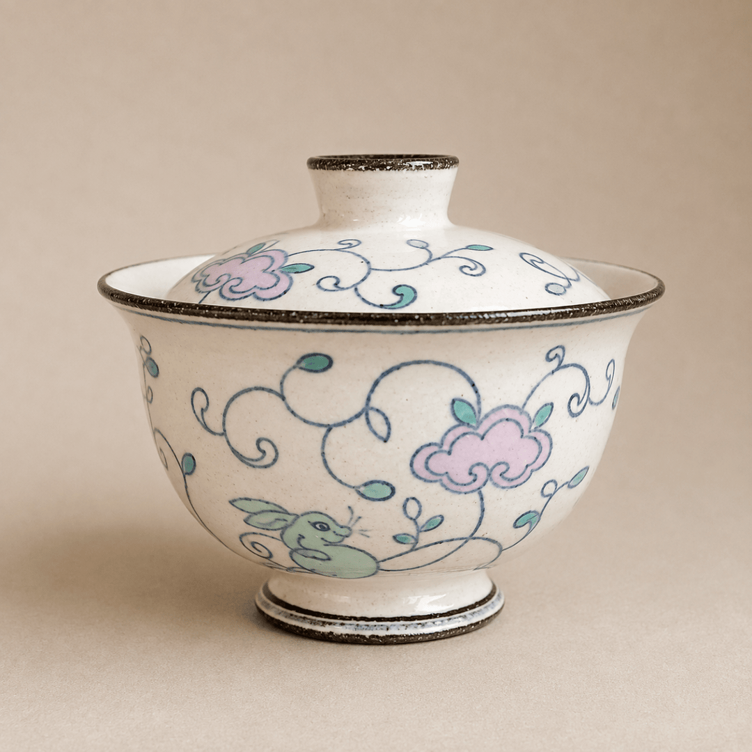 Jingdezhen Hand-Painted "Mystic Hare" Gaiwan - Tea and Whisk