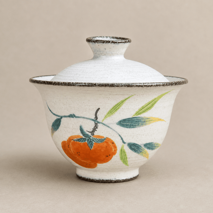 Jingdezhen Hand-Painted "Persimmon" Gaiwan - Tea and Whisk