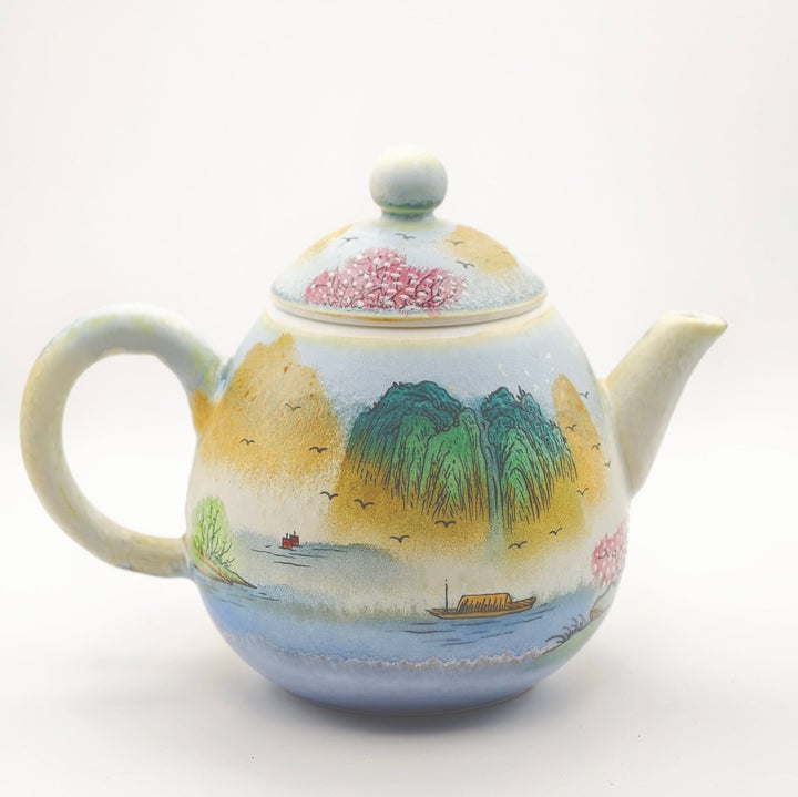 Jingdezhen Hand-Painted "Riverside Pavilion" Teapot - 160ml - Tea and Whisk