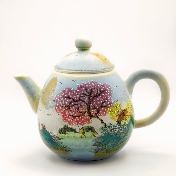 Jingdezhen Hand-Painted "Riverside Pavilion" Teapot - 160ml - Tea and Whisk