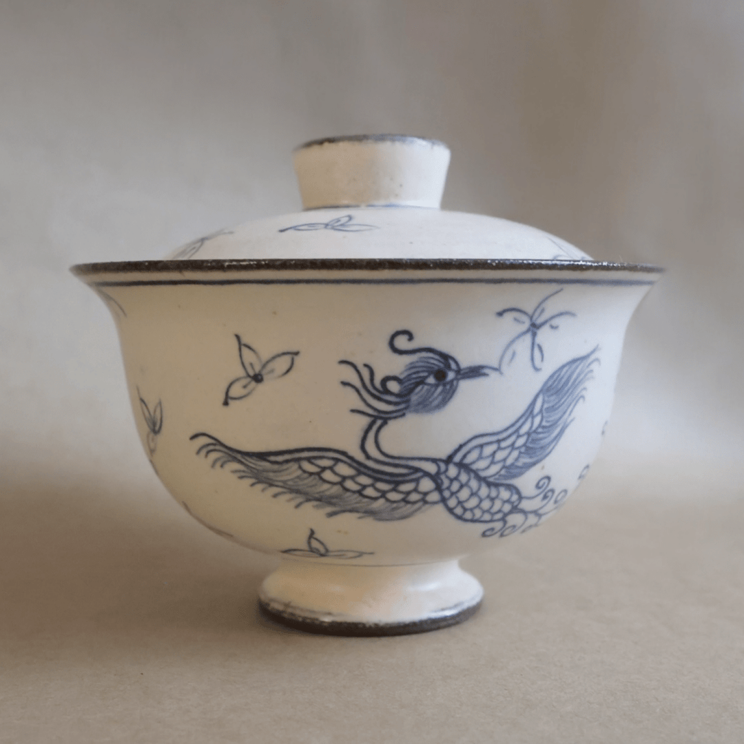 Jingdezhen Hand - Painted "Shangri - La" Gaiwan - Tea and Whisk