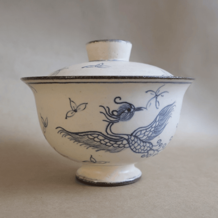 Jingdezhen Hand - Painted "Shangri - La" Gaiwan - Tea and Whisk