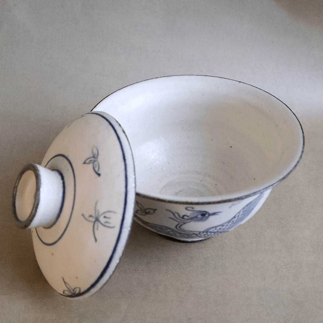 Jingdezhen Hand - Painted "Shangri - La" Gaiwan - Tea and Whisk