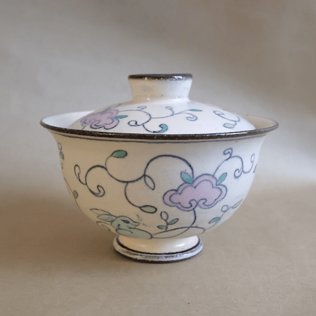 Jingdezhen Hand - Painted "Shangri - La" Gaiwan - Tea and Whisk