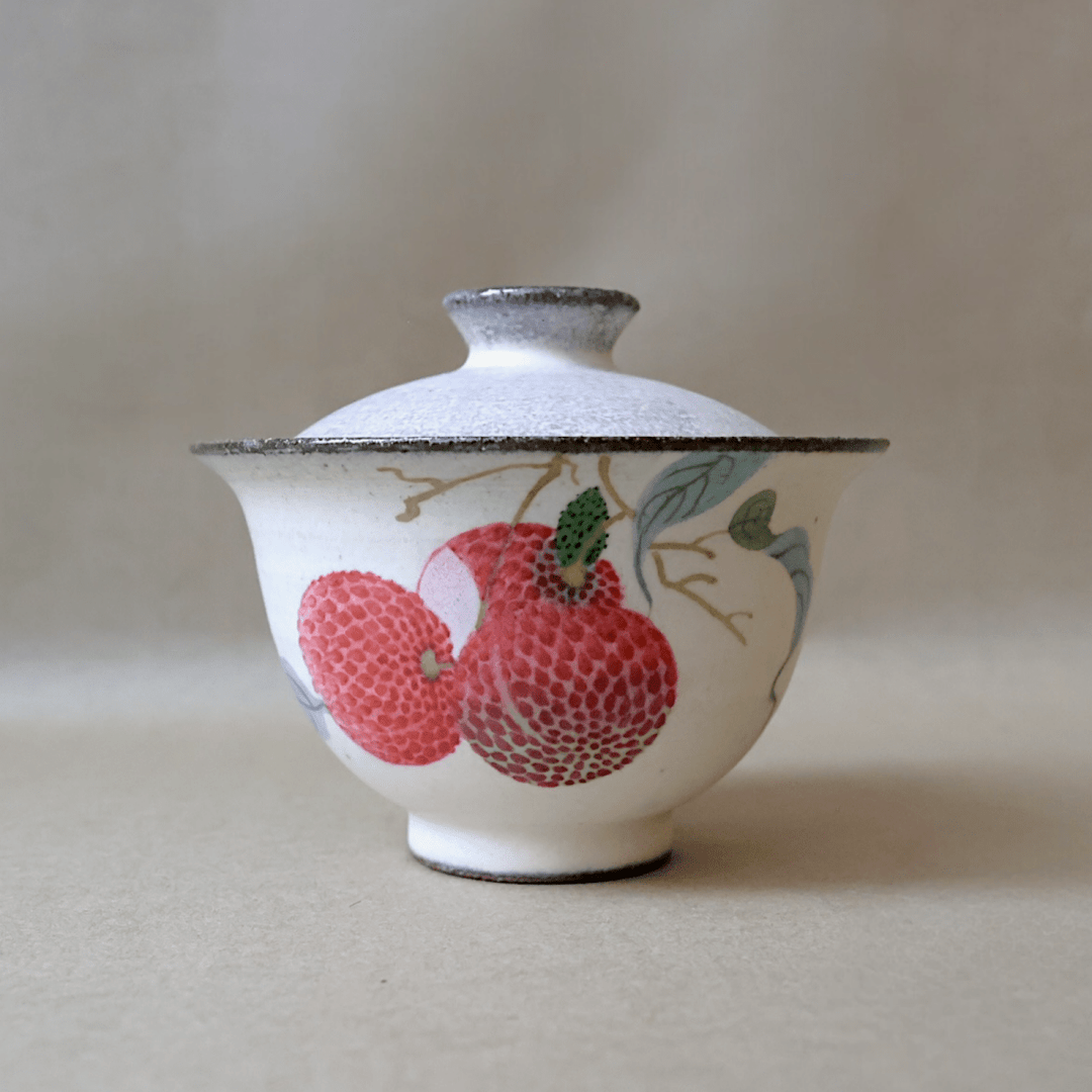 Jingdezhen Hand - Painted "Sweet Harvest" Gaiwans - Tea and Whisk