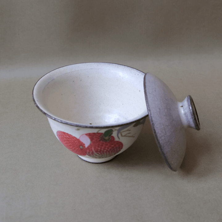 Jingdezhen Hand - Painted "Sweet Harvest" Gaiwans - Tea and Whisk