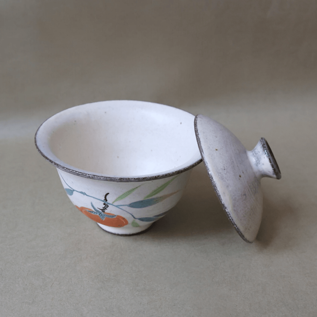 Jingdezhen Hand - Painted "Sweet Harvest" Gaiwans - Tea and Whisk