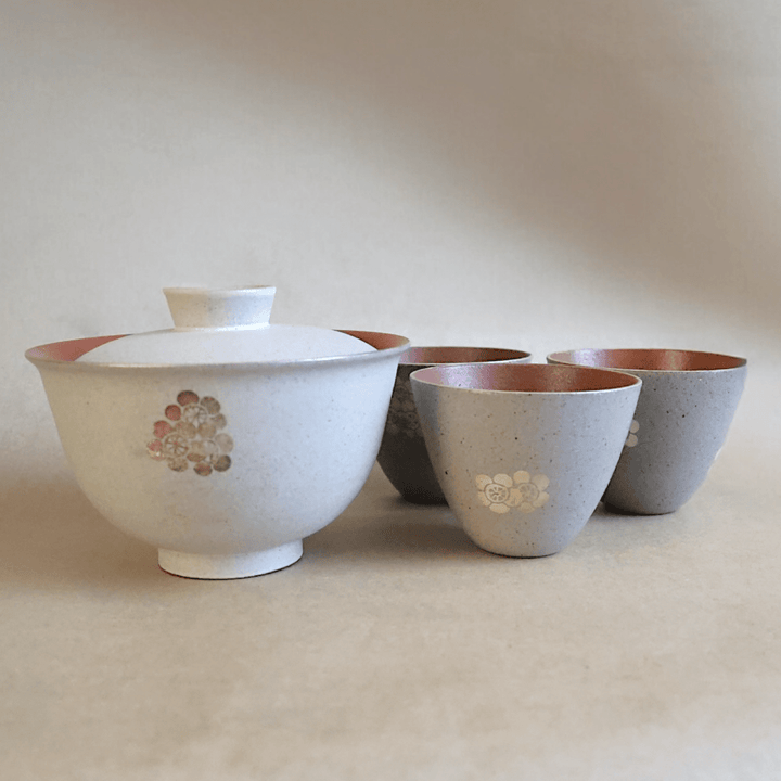 Jingdezhen Handcrafted "Blossom Luster" Gaiwan and Teacups - Tea and Whisk