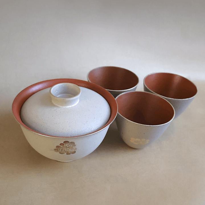 Jingdezhen Handcrafted "Blossom Luster" Gaiwan and Teacups - Tea and Whisk