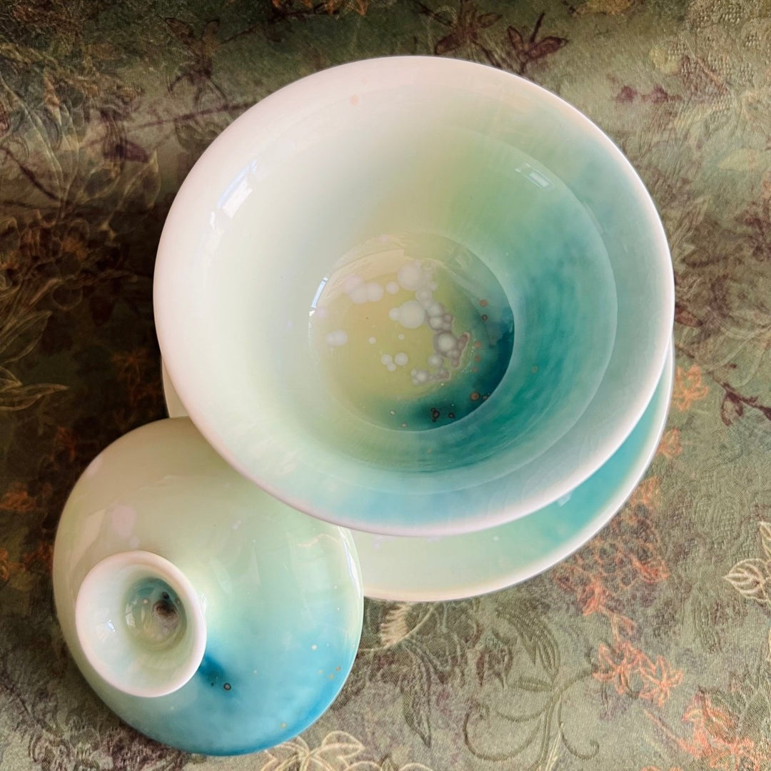 Jingdezhen Handmade Ocean - glazed Gaiwan - Tea and Whisk