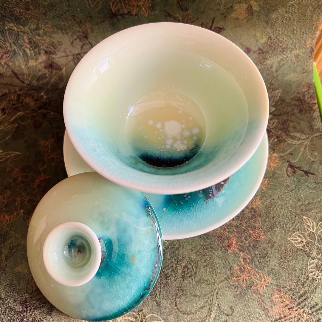 Jingdezhen Handmade Ocean - glazed Gaiwan - Tea and Whisk