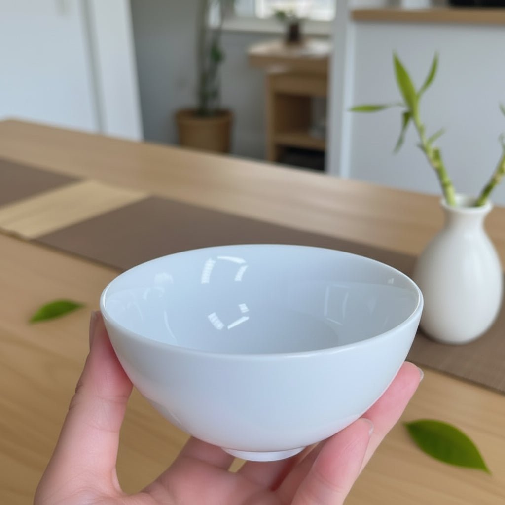 Jingdezhen "Meditation" Teabowl White Jade Large Teacup - Tea and Whisk