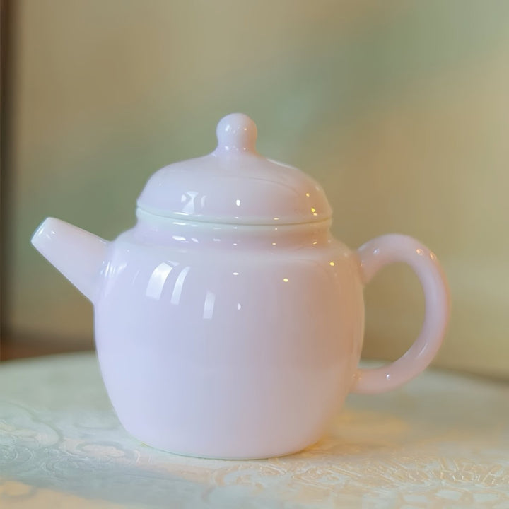 Jingdezhen “Moonlit Tulip” Pink Butter Jade Teapot and Teacups collection - Tea and Whisk