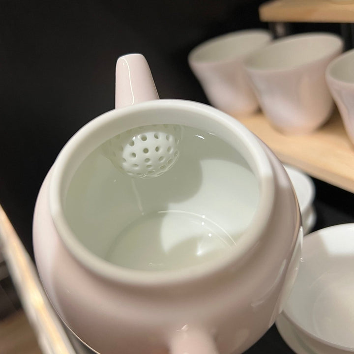 Jingdezhen “Moonlit Tulip” Pink Butter Jade Teapot and Teacups collection - Tea and Whisk