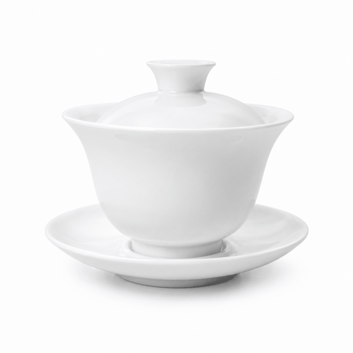 Jingdezhen “Peony Bell” Pure White Jade Porcelain Gaiwan - Tea and Whisk