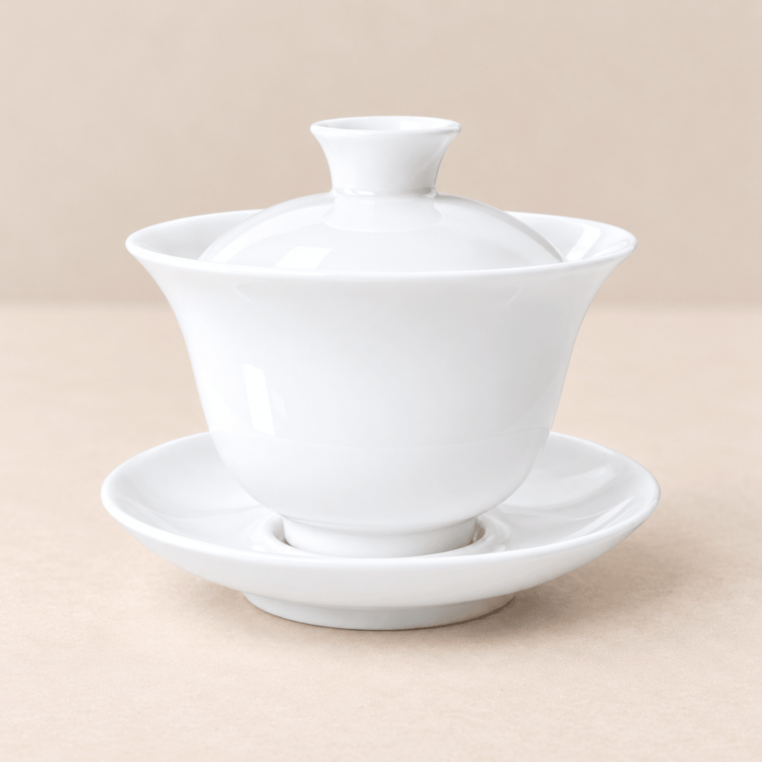Jingdezhen “Peony Bell” Pure White Jade Porcelain Gaiwan - Tea and Whisk